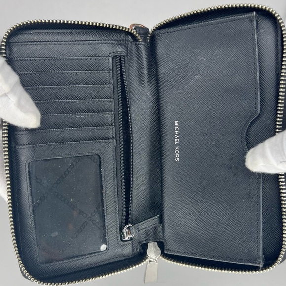 Michael Kors Black Monogram Zip Around Wallet - Picture 3 of 5